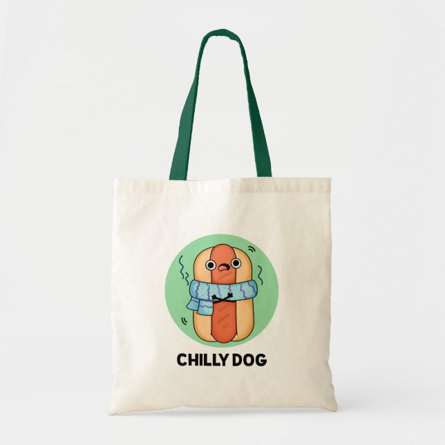 Chilly Dog Funny Chili Hot Dog Pun Tote Bag (Front)
