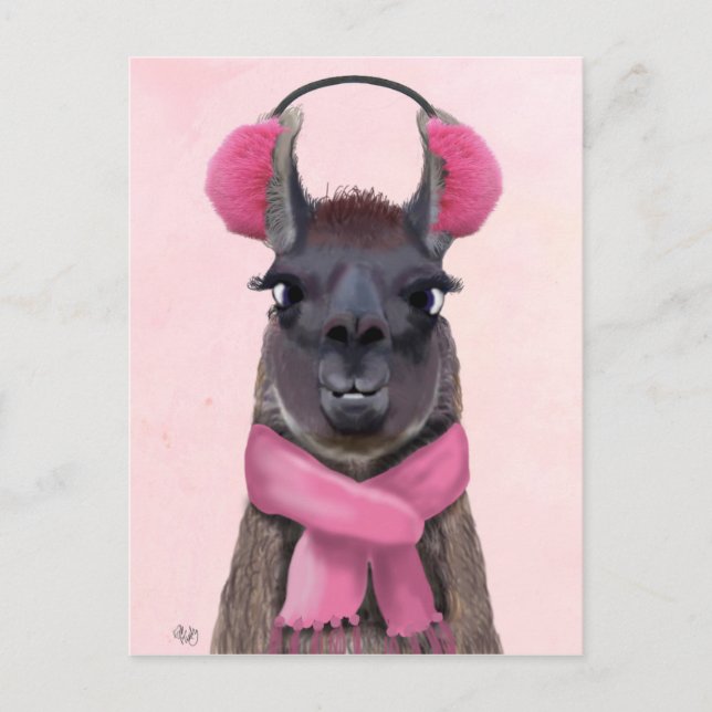 Chilly Llama Pink Postcard (Front)