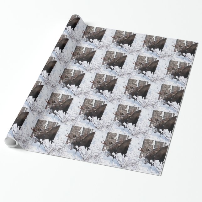 Chilly Moose Wrapping Paper (Unrolled)