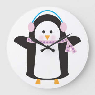 Chilly Penguin Large Clock