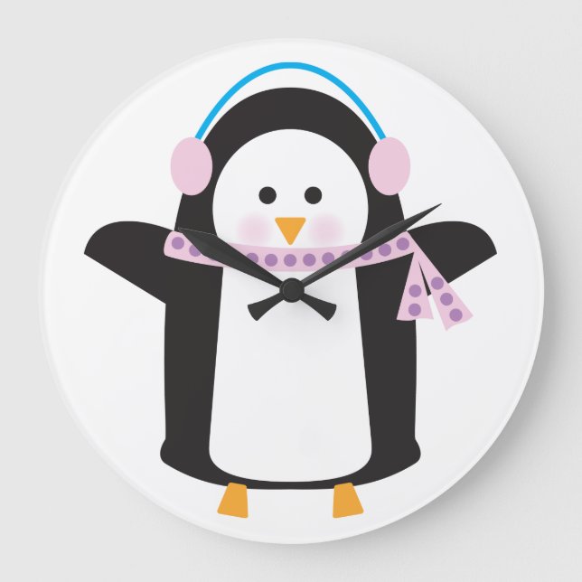 Chilly Penguin Large Clock (Front)