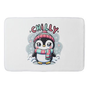 Chilly Penguin Snowy Scarf Hug Bath Mat