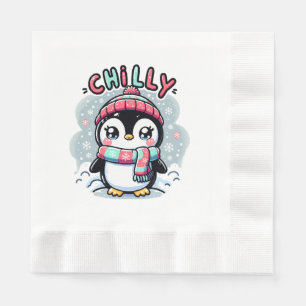Chilly Penguin Snowy Scarf Hug Napkin