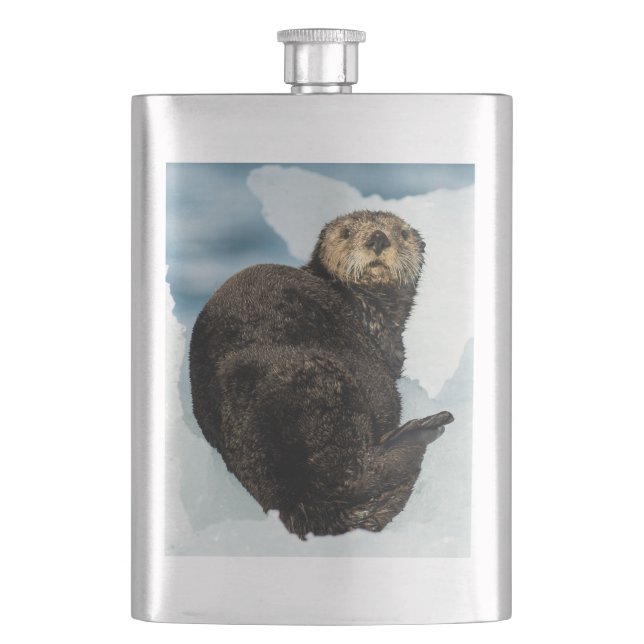 Chilly Sea Otter Hip Flask (Front)