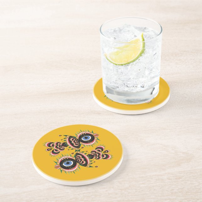 Chimera - Fish Bird Sandstone Coaster (Side)