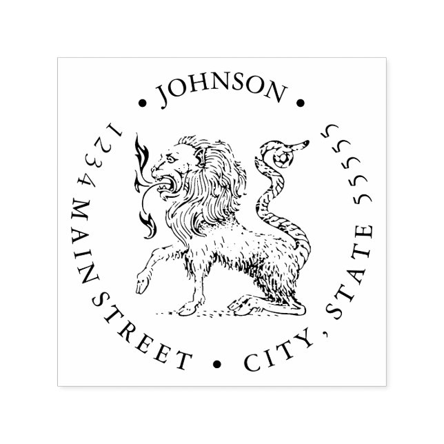 Chimera Lion Heraldry Return Label Self-inking Stamp (Design)