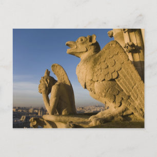 Chimera on facade of Notre Dame Cathedral, Postcard