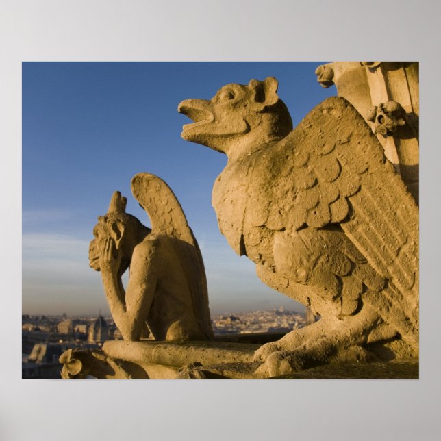 Chimera on facade of Notre Dame Cathedral, Poster (Front)
