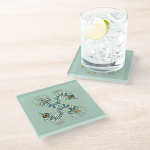 Chimera - Peacock Seahorse Glass Coaster