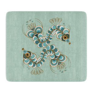 Chimera - Peacock Seahorse Glass Cutting Board