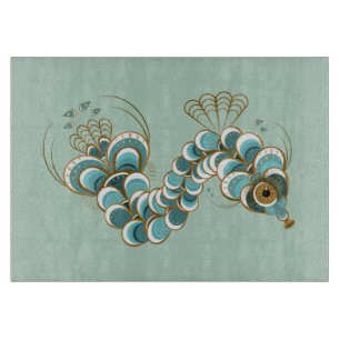 Chimera - Peacock Seahorse Glass Cutting Board 