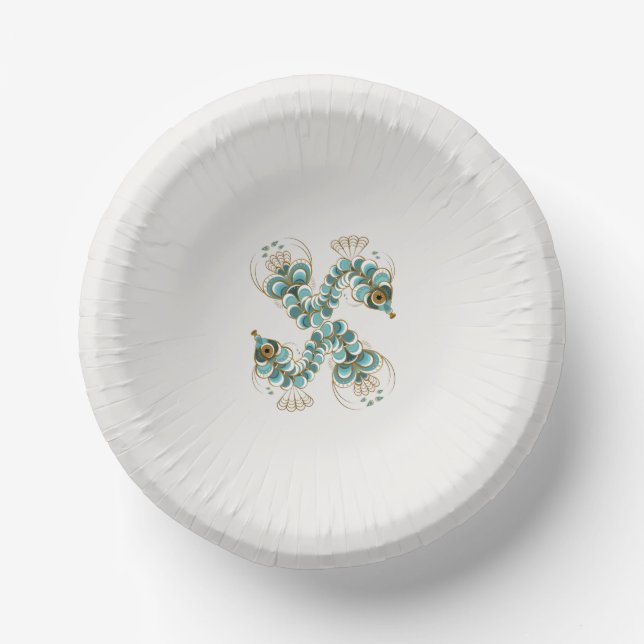 Chimera - Peacock Seahorse Paper Bowls Plate (Front)
