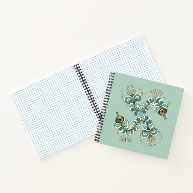 Chimera - Peacock Seahorse Square Notebook (Inside)