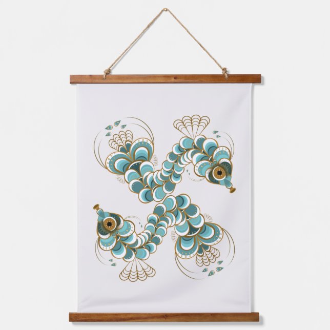 Chimera - Peacock Seahorse Wood Topped Tapestry (Front)