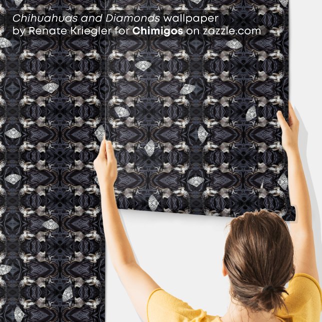 Chimigos - Chihuahuas and Diamonds Wallpaper (Chihuahuas and Diamonds Art Deco style wallpaper by Renate Kriegler for Chimigos.)