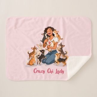 Chimigos - Crazy Chi Lady - Chihuahua  Sherpa Blanket