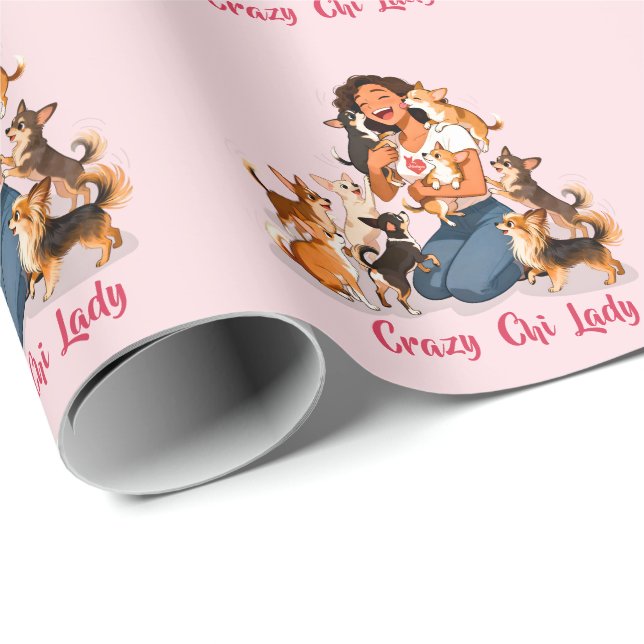 Chimigos - Crazy Chi Lady - Chihuahua  Wrapping Paper (Roll Corner)