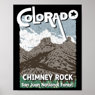 Chimney Rock Colorado San Juan Rocky Mountains Ski Poster
