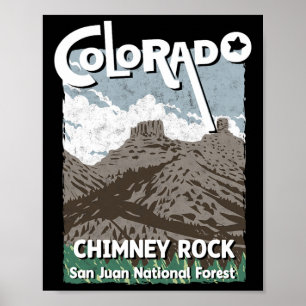 Chimney Rock Colorado San Juan Rocky Mountains Ski Poster