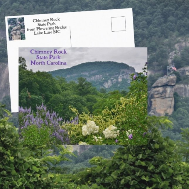 Chimney Rock from Flowering Bridge Lake Lure NC Postcard (Creator Uploaded)