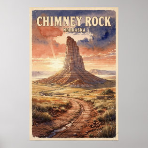 Chimney Rock Nebraska Vintage Travel Poster