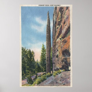 Chimney Rock on Cody Highway, Montana View Poster