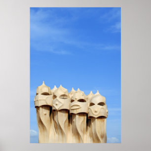Chimneys on Roof of Casa Mila (La Pedrera) Poster