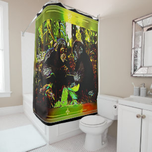 Chimp and Gorilla Cooperation 02 Shower Curtain