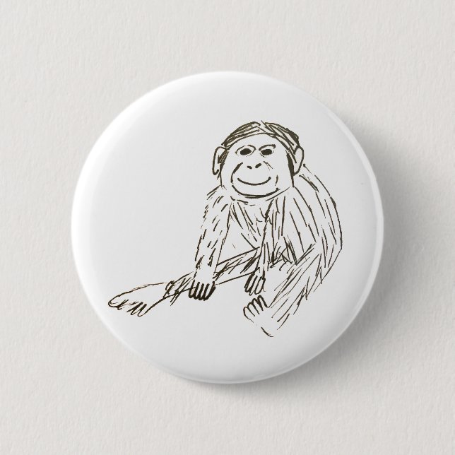 Chimp Badge - A badly drawn chimp on a badge (Front)