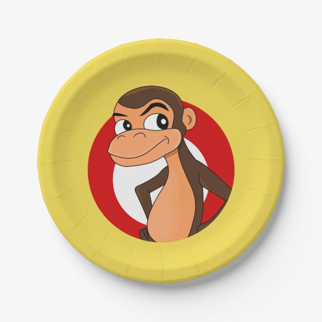 Chimp cartoon paper plates (Front)