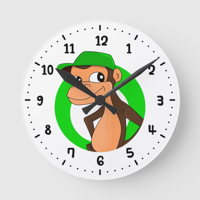 Chimp cartoon round clock (Front)
