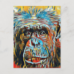 Chimp Chimpanzee Pop Art Digital Photograph Postcard