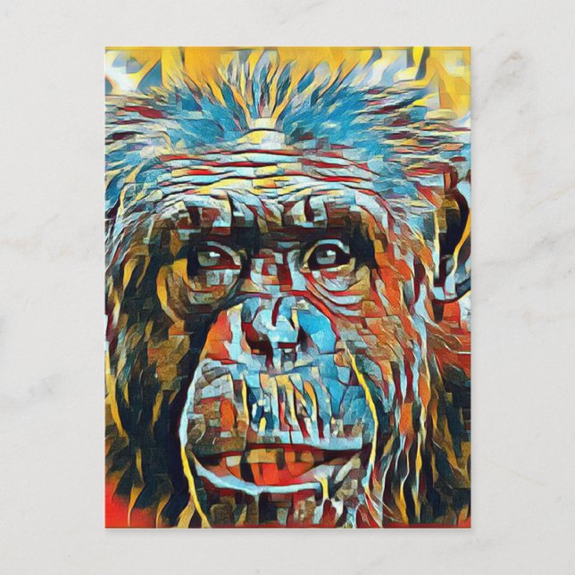 Chimp Chimpanzee Pop Art Digital Photograph Postcard (Front)