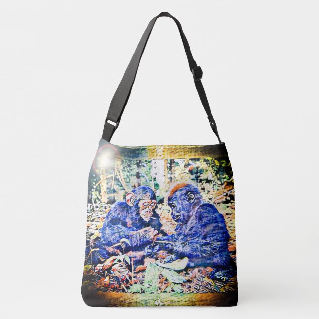 Chimp & Gorilla Cooperation 01 Crossbody Bag (Back)