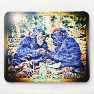 Chimp & Gorilla Cooperation 01 Mouse Pad