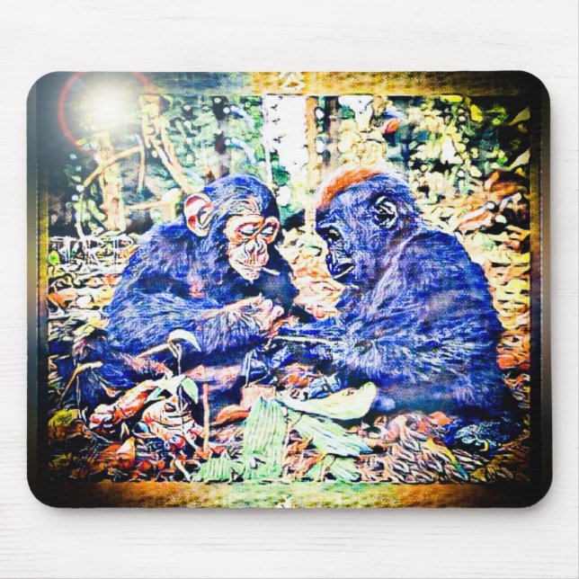 Chimp & Gorilla Cooperation 01 Mouse Pad (Front)