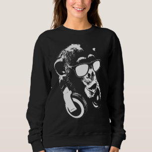Chimp Monkey With Headphones And Sunglasses Sweatshirt