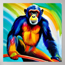 Chimp Painting | Colourful Rainbow Chimpanzee