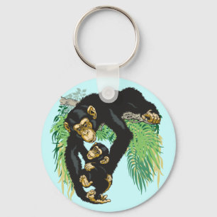 chimp with baby key ring
