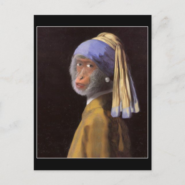 Chimp with the Pearl Earring Postcard (Front)