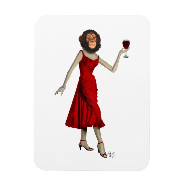 Chimp With Wine Magnet (Vertical)