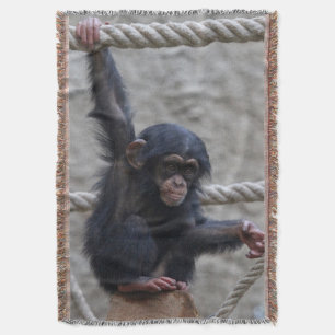 Chimpanzee 017 throw blanket