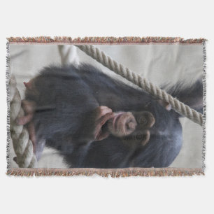 Chimpanzee 030 throw blanket