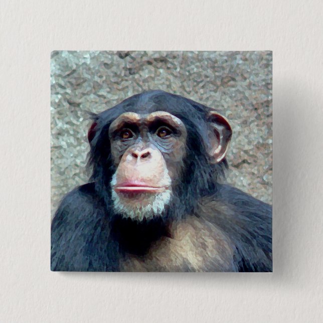 Chimpanzee 15 Cm Square Badge (Front)