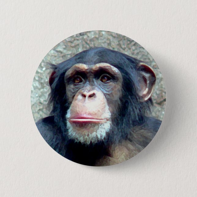 Chimpanzee 6 Cm Round Badge (Front)