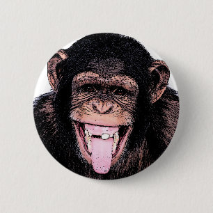 Chimpanzee 6 Cm Round Badge