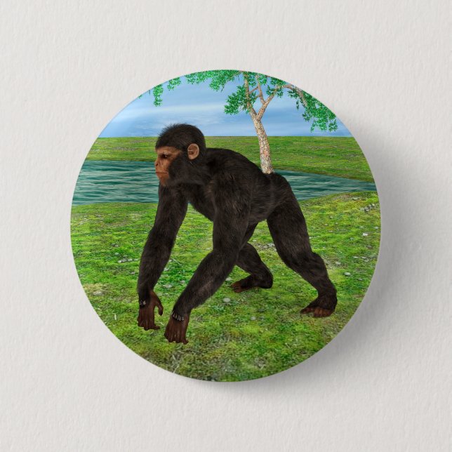 Chimpanzee 6 Cm Round Badge (Front)