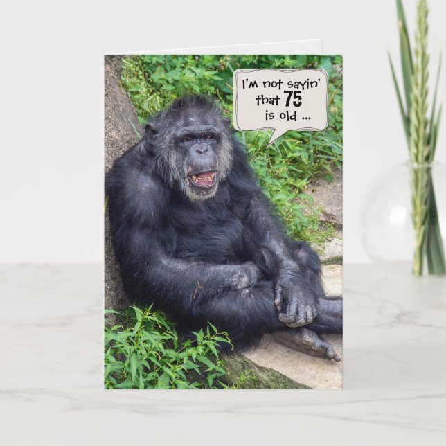 Chimpanzee 75th Birthday Humour Card (Front)