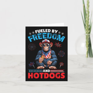 Chimpanzee America Fuelled By Freedom And Hotdogs Card