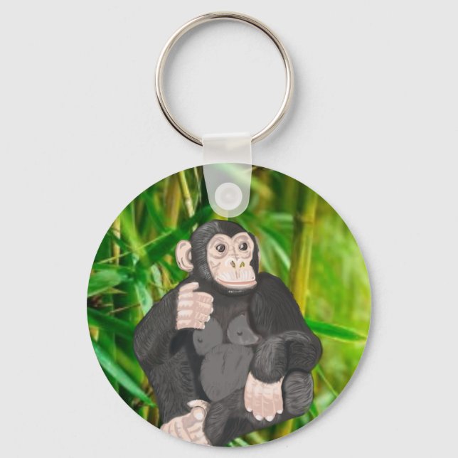 Chimpanzee and bamboo key ring (Front)